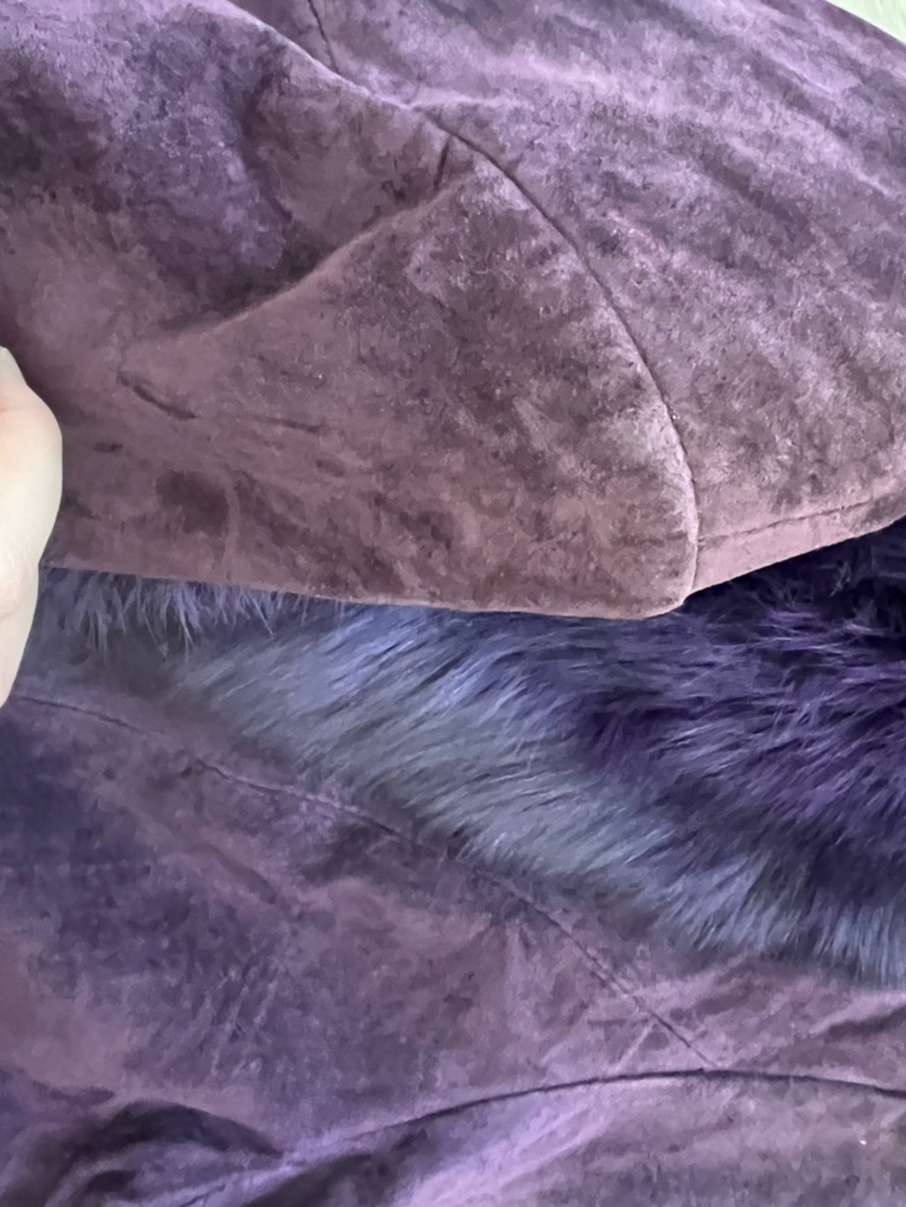 Vintage Pink Mary Purple Suede Fox Fur Collar Jacket Embellished Peplum Coat M - Picture 14 of 15
